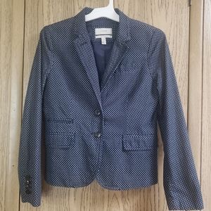 J. Crew Schoolboy Blazer Jacket Women's 4 Slate Blue & White Polka-dots Preppy